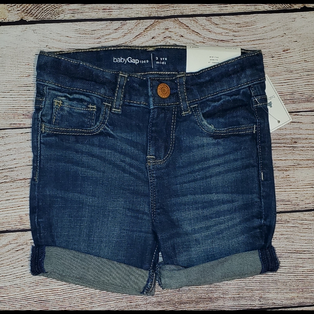 Denim midi shorts